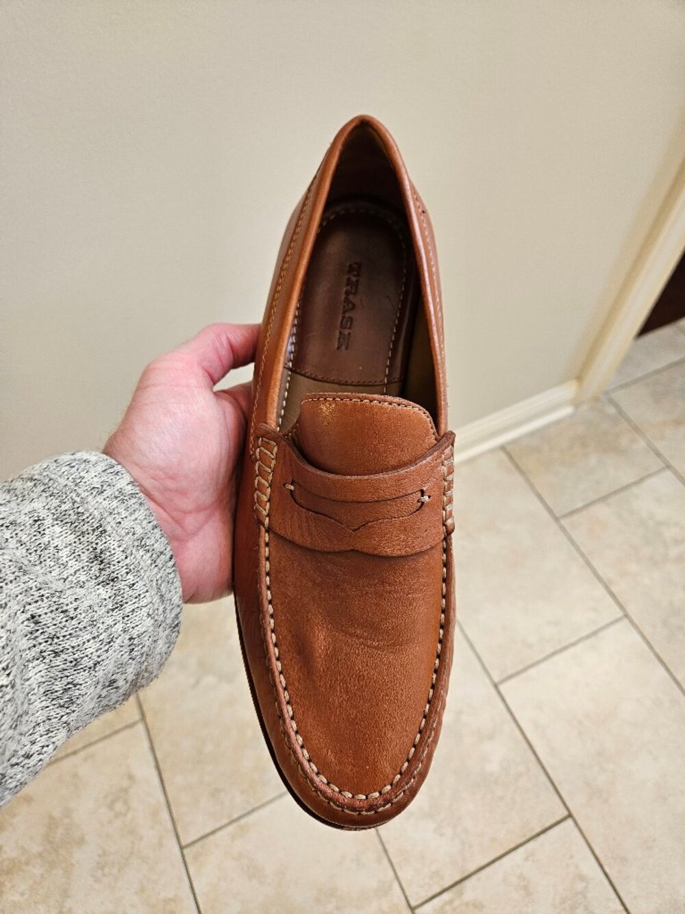 Trask Men's Leather Loafers, Caramel, Sz 11.5 - Picture 11 of 16